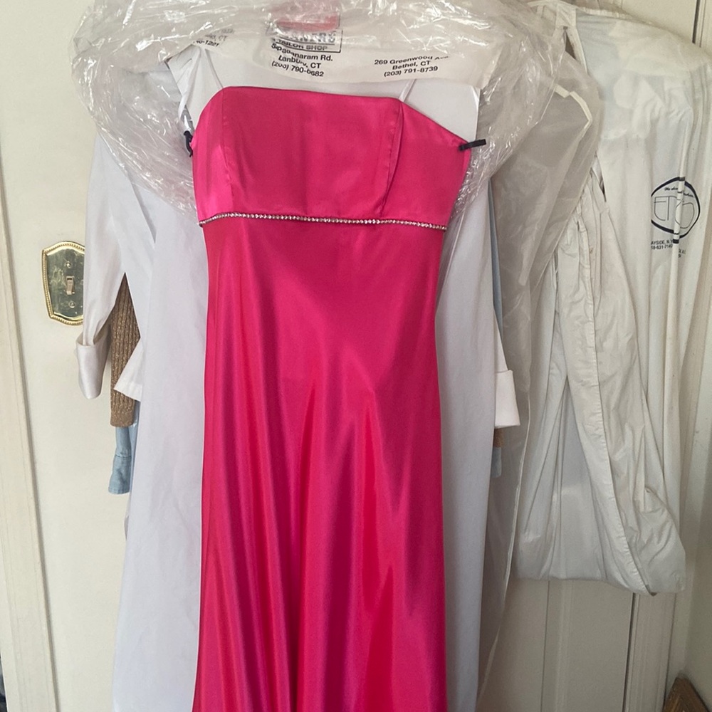 Hot pink satin gown